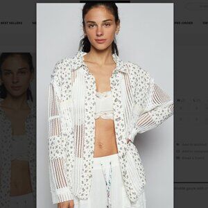 POL White Floral Button Down Shirt